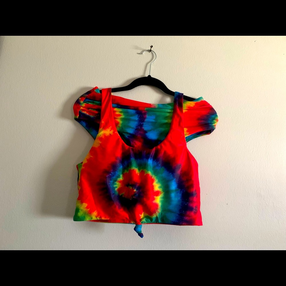 Rainbow Swimwear Ruched High Waisted Tankini Tank